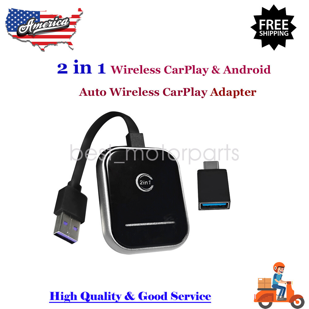 2 in 1 Wireless CarPlay & Android Auto Adapter Converts Wired to Wireless