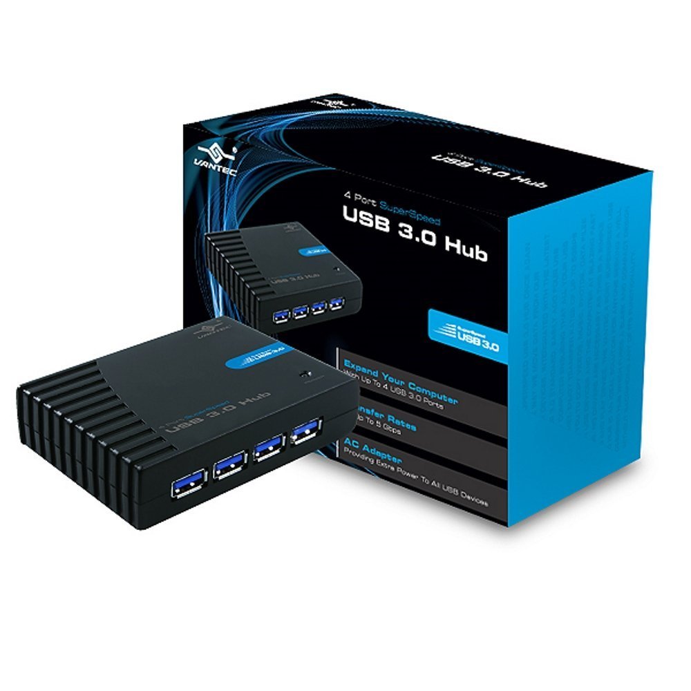 Vantec UGT-MH430U3 4 Port SuperSpeed USB 3.0 Hub (Black)