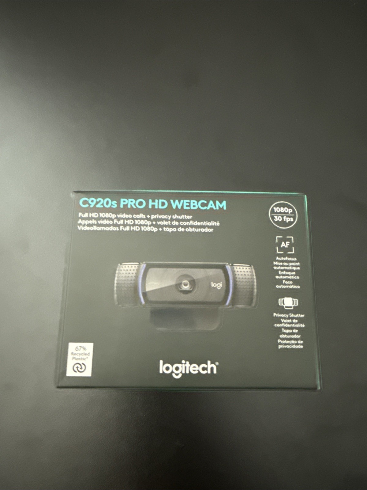 Logitech - C920s Pro 1080 Webcam with Privacy Shutter - Black