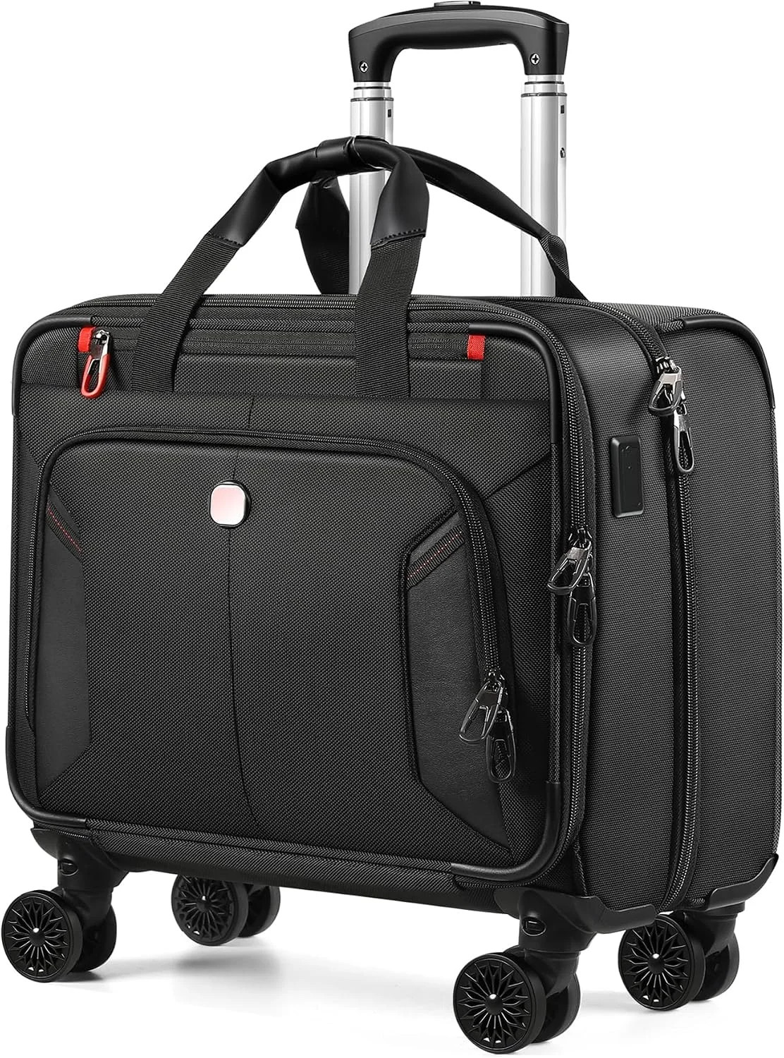 star cloud Rigid Frame Rolling Laptop Bag on Wheels, Rolling Briefcase with USB