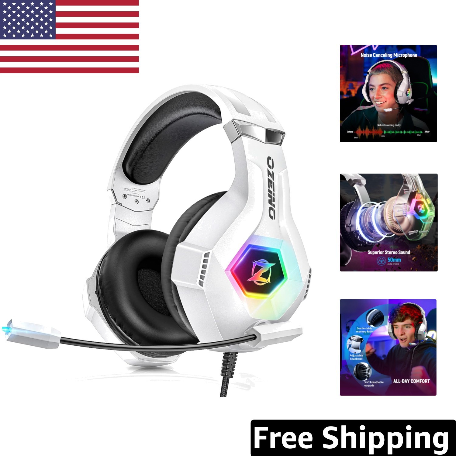 Versatile Gaming Headset with 7.1 Sound and Noise-Cancelation for All Consoles