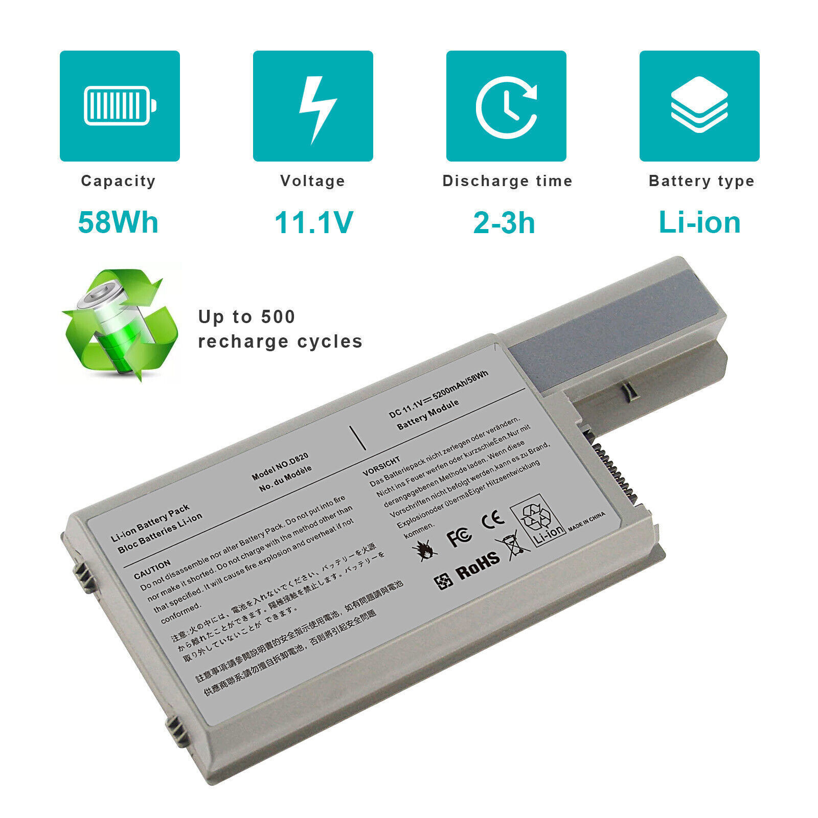 ❤️LOT Battery For Dell Latitude D820 D830 D531 M4300 M65 312-0393 CF623 5200mAh