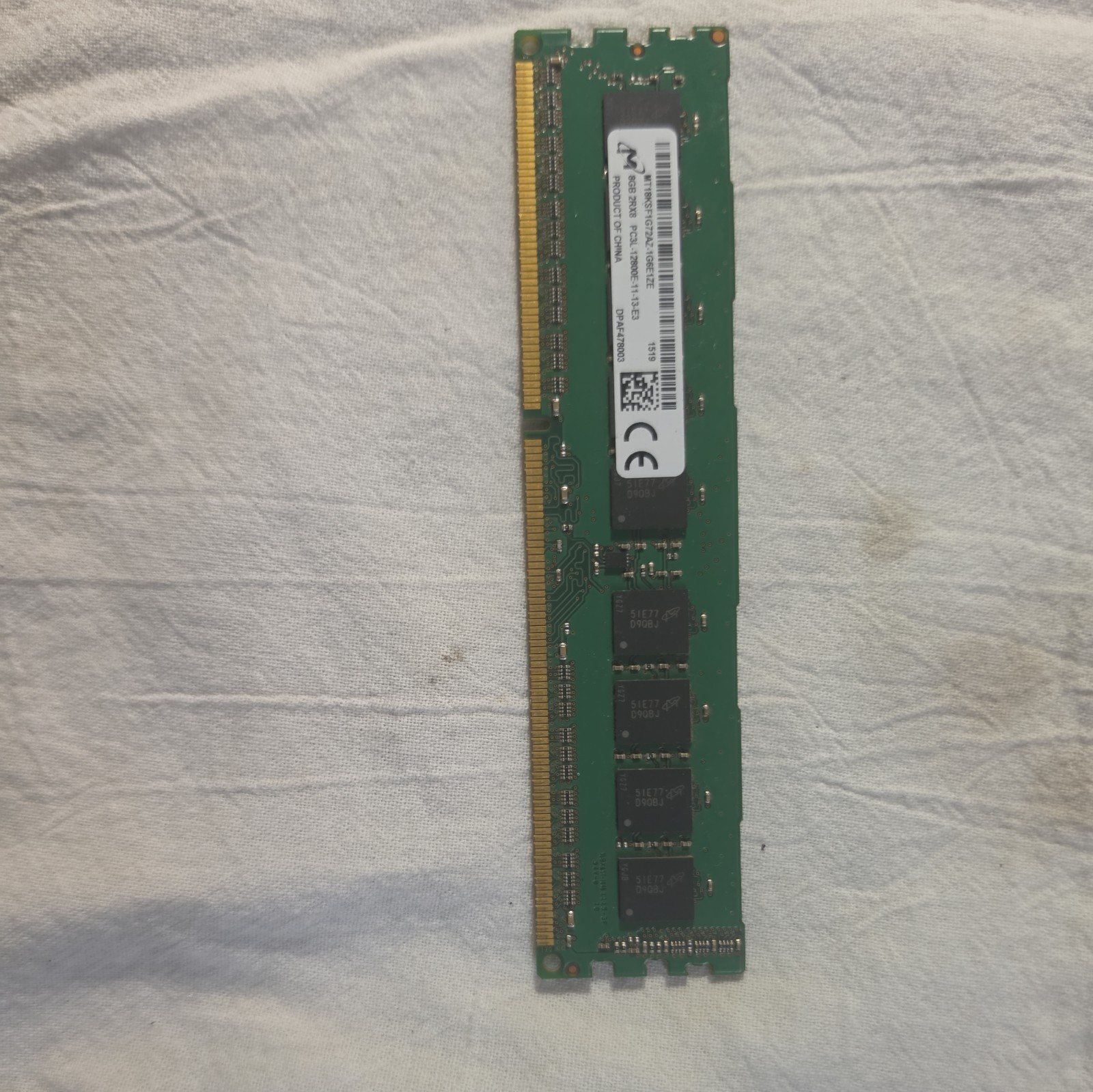 Micron MT18KSF1G72PDZ-1G6P1KF 8GB PC3L-12800R DDR3-1600 2RX8 DIMM