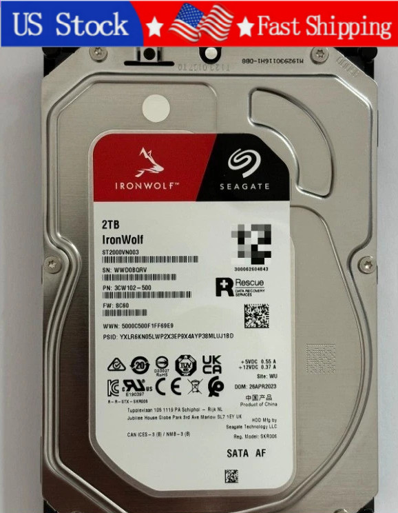 Open Box Seagate ST2000VN003 IronWolf 2TB 5900RPM 64MB SATA 6Gb/s NAS HDD