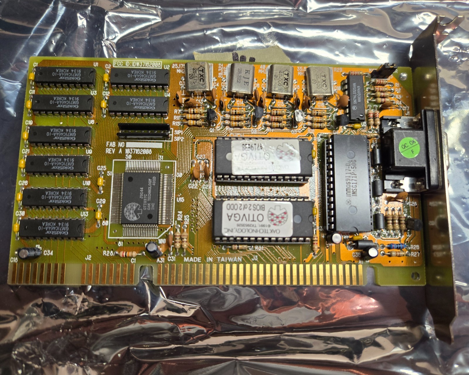 Oak Technology VGA ISA Video/Graphics Card OTIVGA 1991