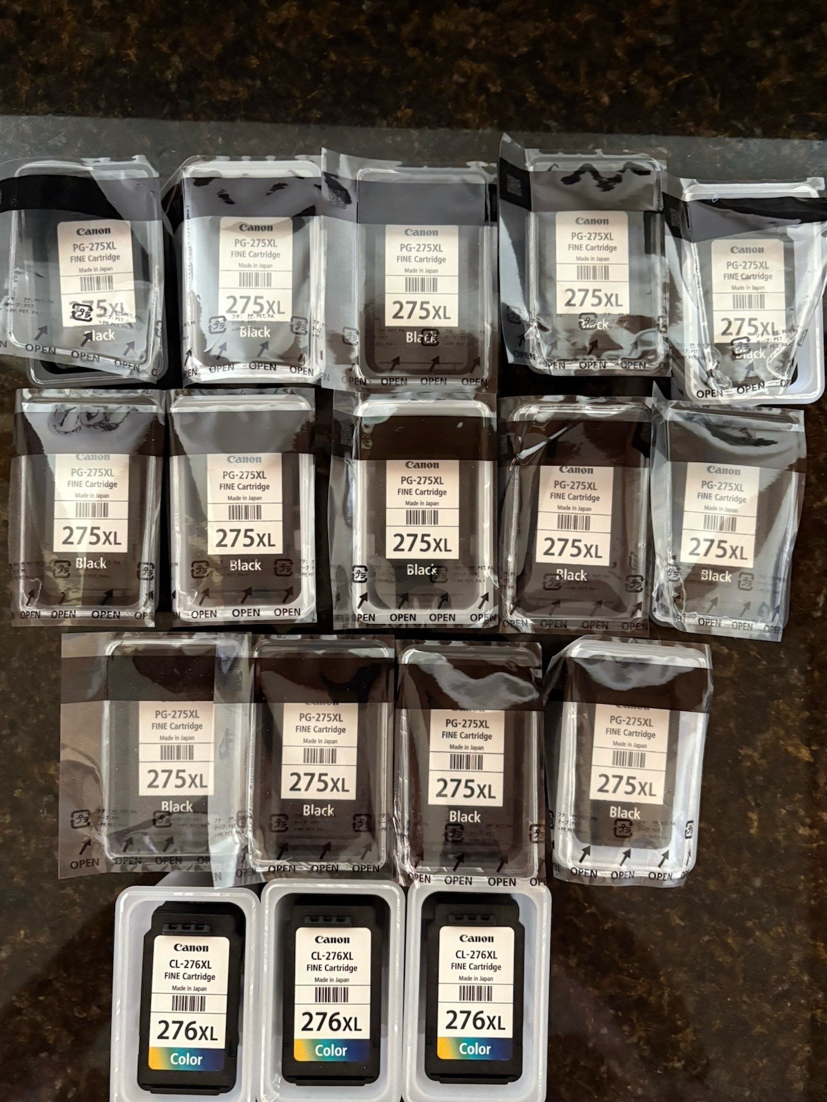 Lot of 17 CartridgesCanon  PIXMA Used PG-275XL Black CL-276XL Color EMPTY