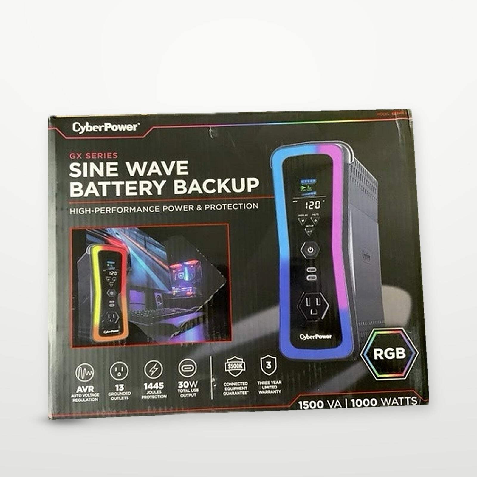CyberPower GX150C2 Gaming UPS Battery Backup with RGB Lighting, Sine Wave