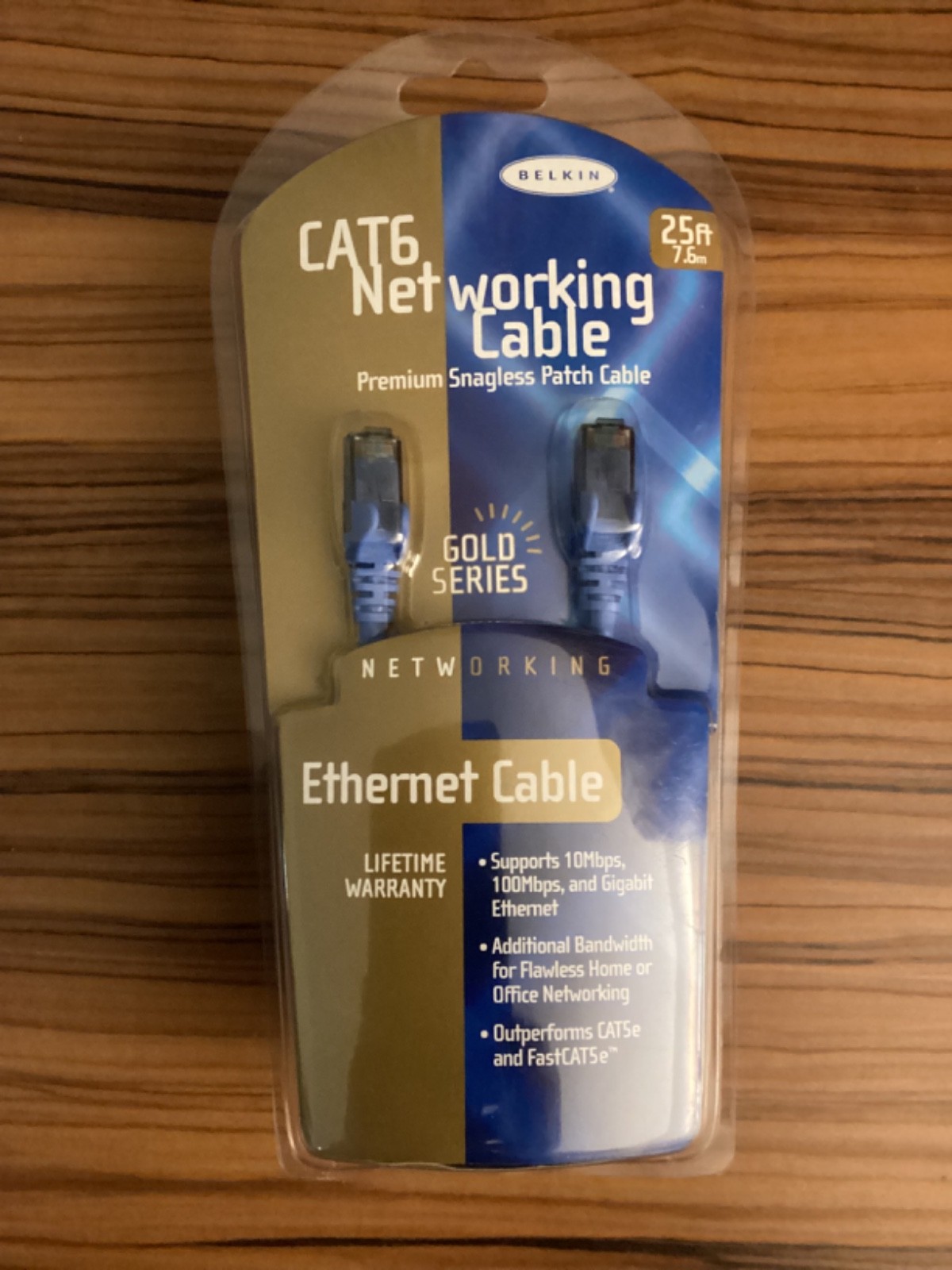 Belkin CAT6 Ethernet Cable 25 ft Gold Series Cable NEW Sealed