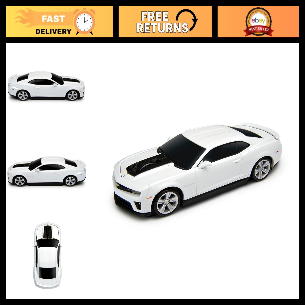 Wireless Computer Mouse - LED Light Sport Car Design - White Wireless Mouse, Acc