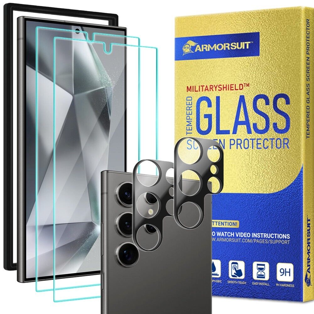[2+2 Pack] ArmorSuit Samsung Galaxy S24 Ultra Glass Screen + camera protectors