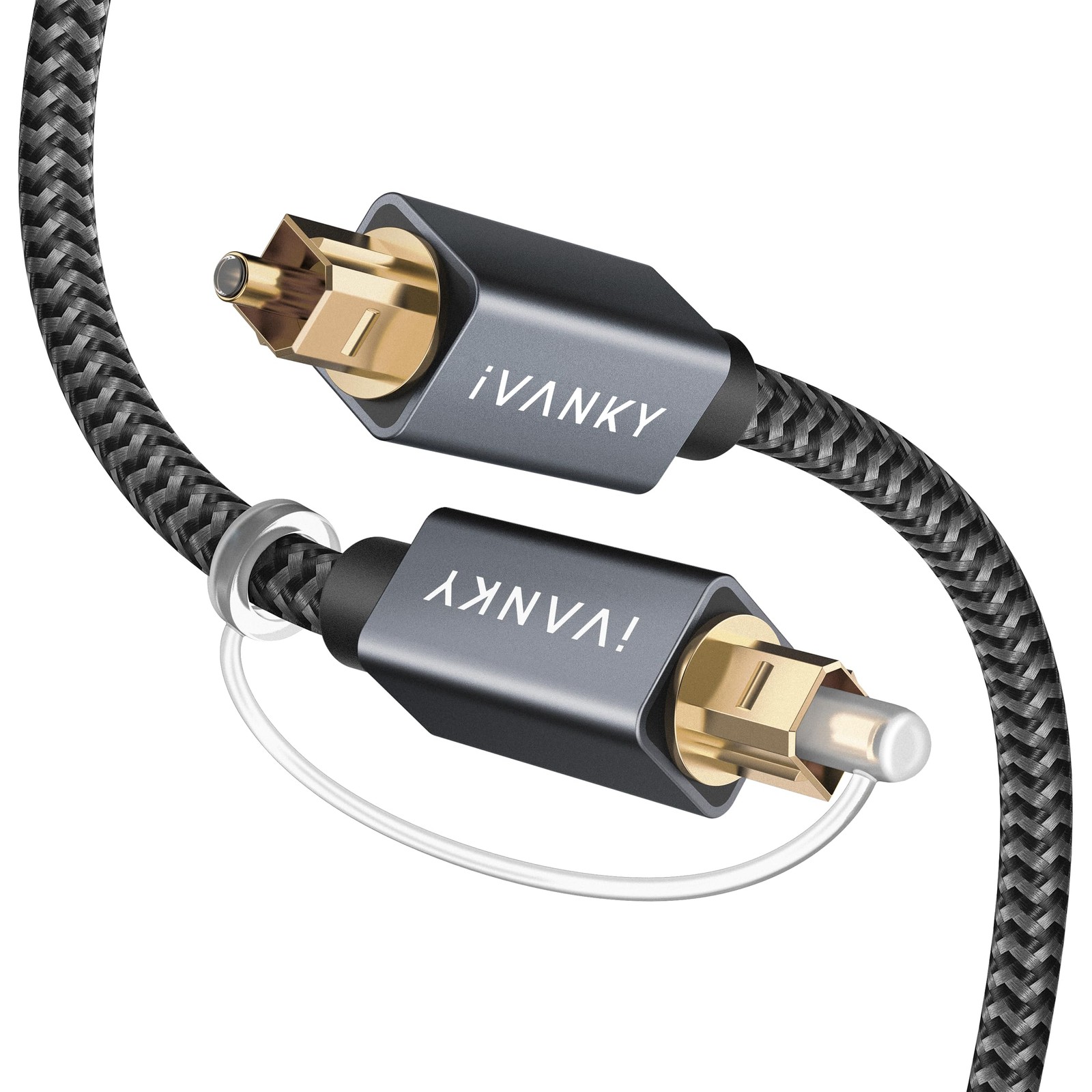 IVANKY Optical Audio Cable 10ft, Toslink Fiber Optic S/PDIF 10 ft, Grey