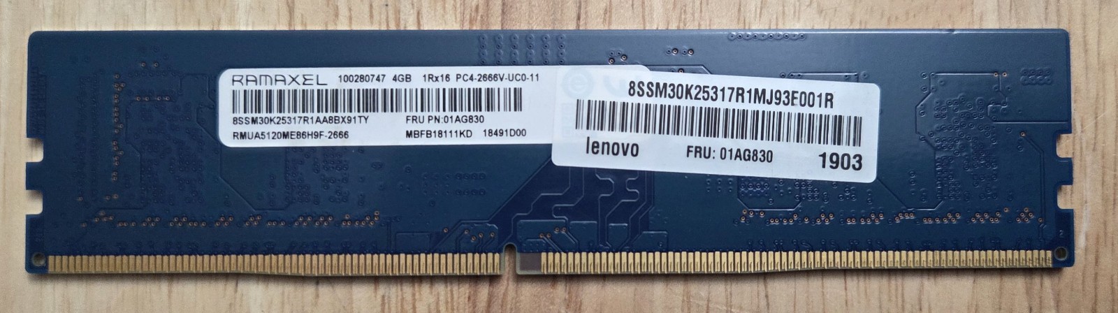 Ramaxel 4GB PC4-2666V DDR4 RMUA5120ME86H9F-2666 01AG830 MBFB1811KD 100280747