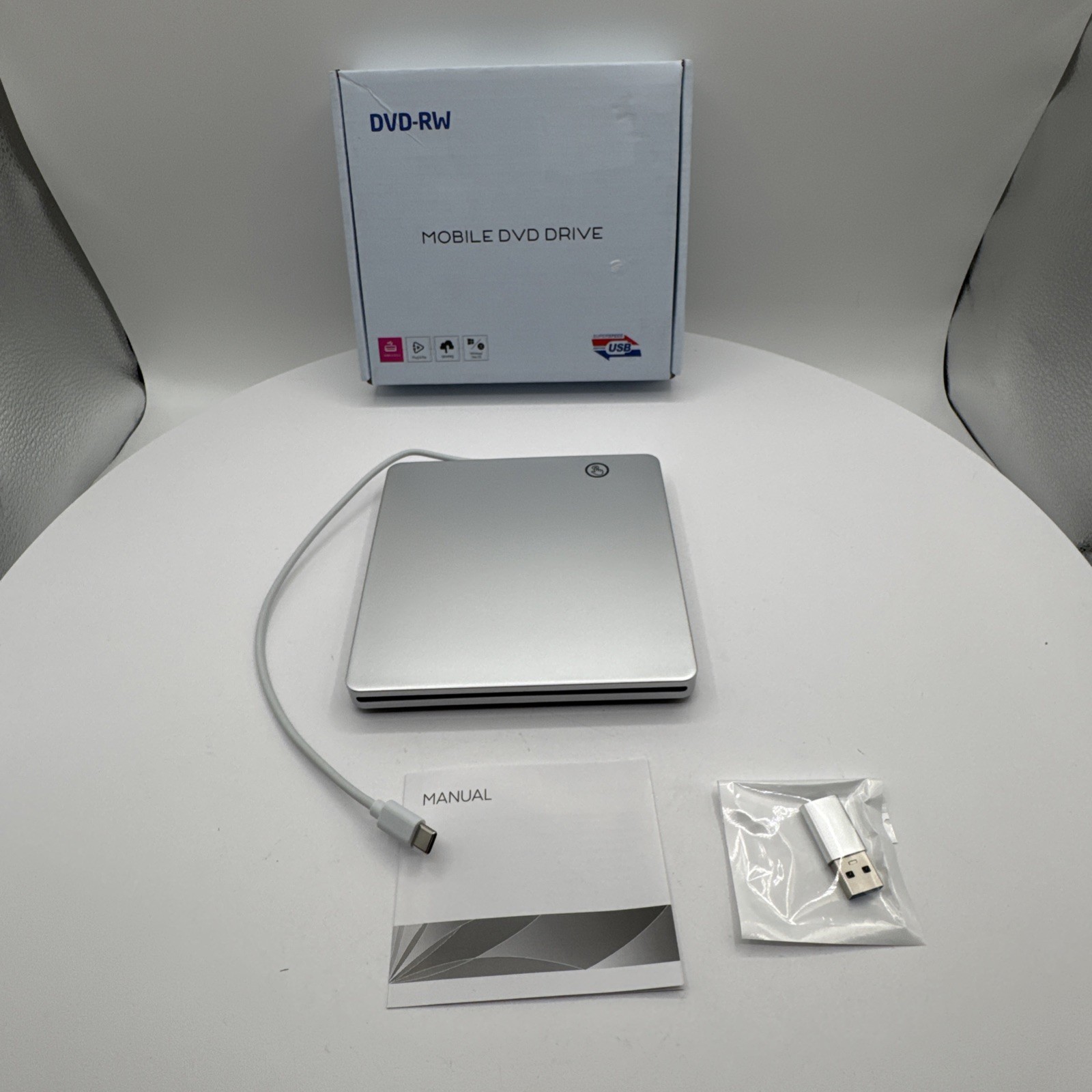VikTck VT967 USB-C External DVD CD Drive Burner Reader MacBook PC Silver