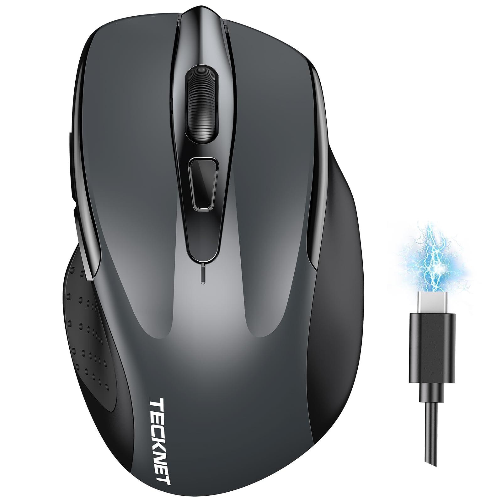 TECKNET Wireless Mouse BT5.0/3.0 & 2.4G Rechargeable 4800 DPI Silent USB A & ...
