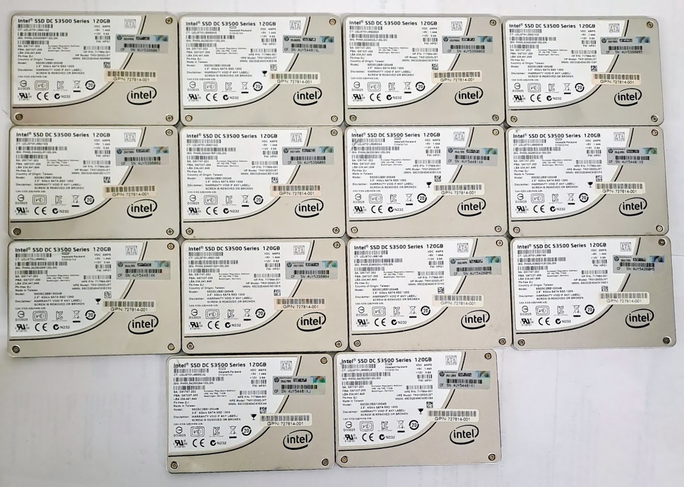 Lot of 14 Intel SSD DC S3500 Series TK0120GDJXT 120GB SATA SSD 