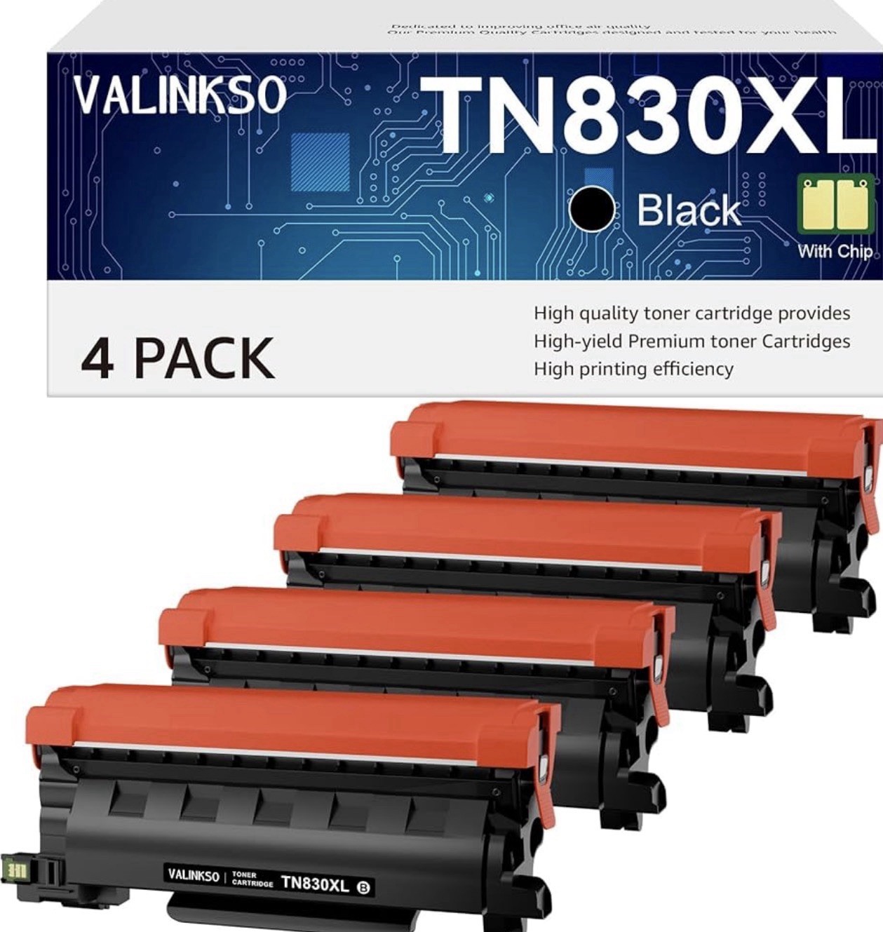 4 Pack Replacement for Brother TN830XL TN 830 TN830 Toner Cartridge for Brother