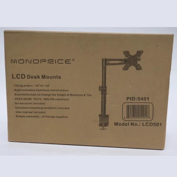 Monoprice LCD501 Adjustable Tilting LCD LED Monitor Desk Clamp Mount Black
