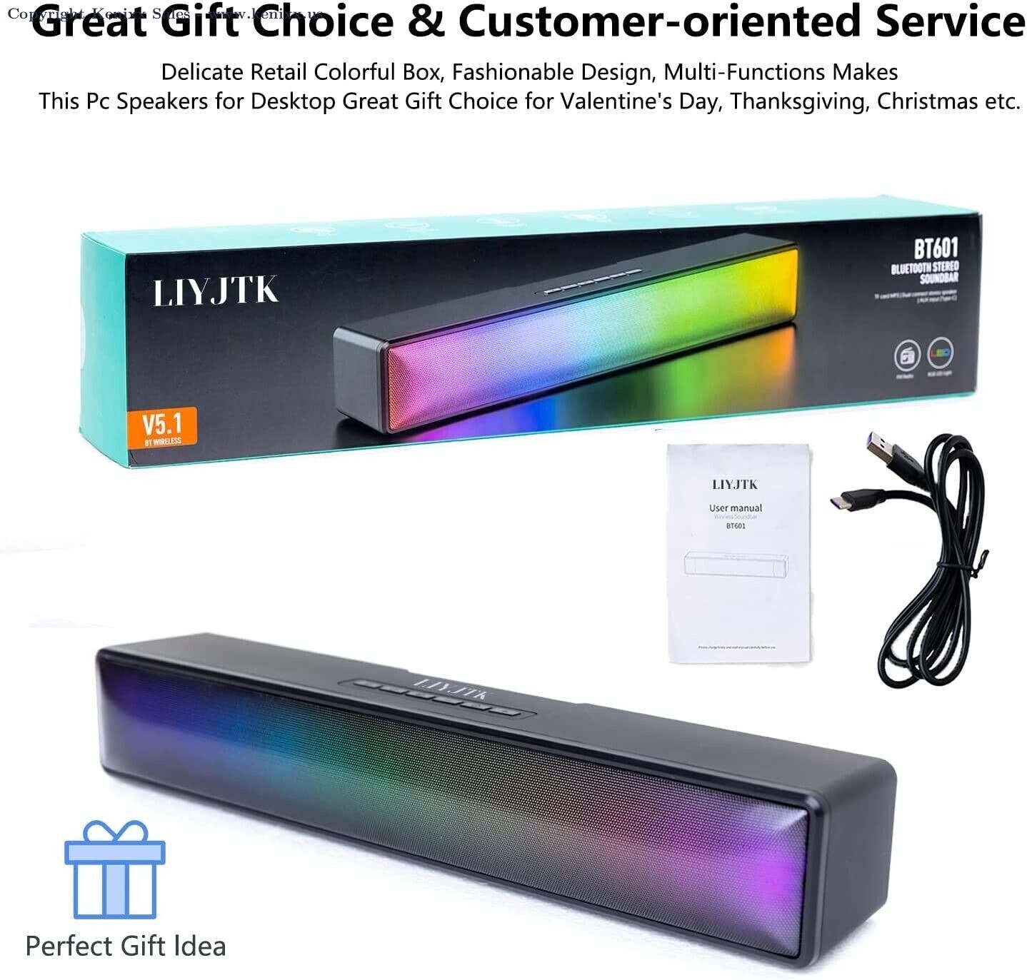 AFK Computer Speakers, RGB HiFi Stereo PC Speakers Sound Bar w\' TF Card Port