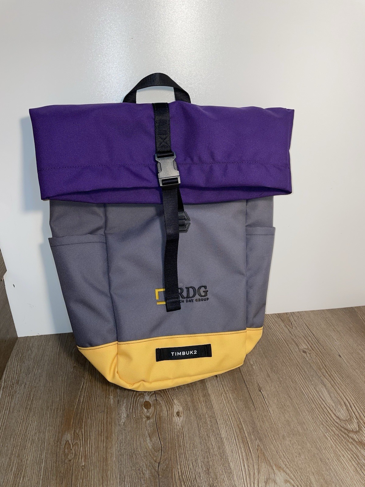 Timbuk2 Fold Over Backpack Black, Gray, Purple & Yellow - RDG Logo