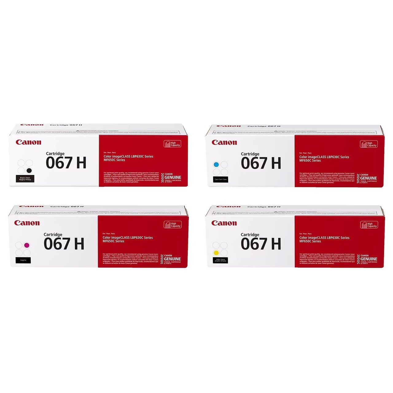 Canon 067H 4 Pack High Yield Toner Cartridge Set