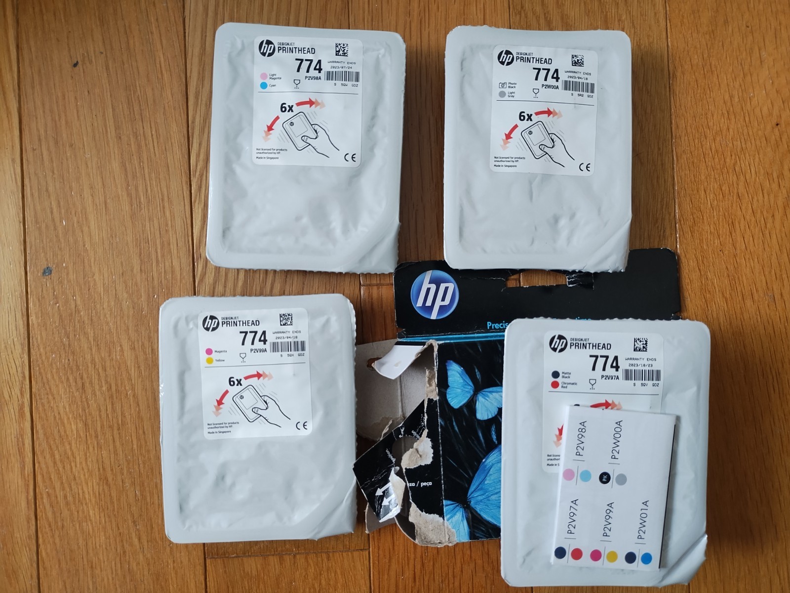 2023 GENUINE SET 4 HP 774 PRINTHEADS P2V97A P2V98A P2V99A P2W00A DESIGNJET Z6810