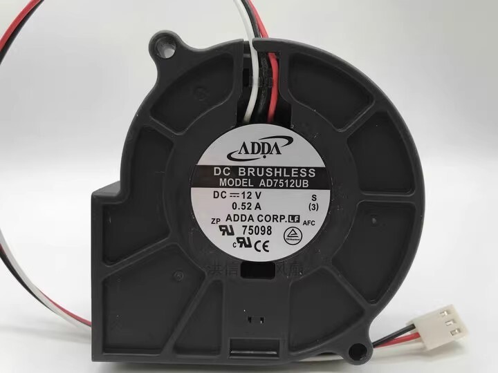 ADDA AD7512UB 7530 DC12V 0.52A 7CM 3-Pin Turbo Cooling Fan