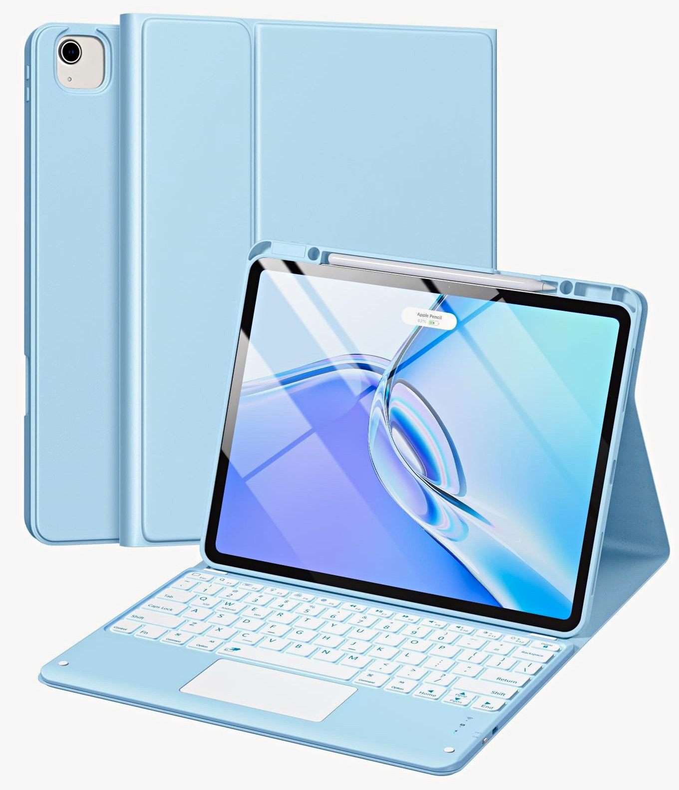 Wireless 13” Keyboard Folio Case for Apple iPad, Blue, With Trackpad ￼