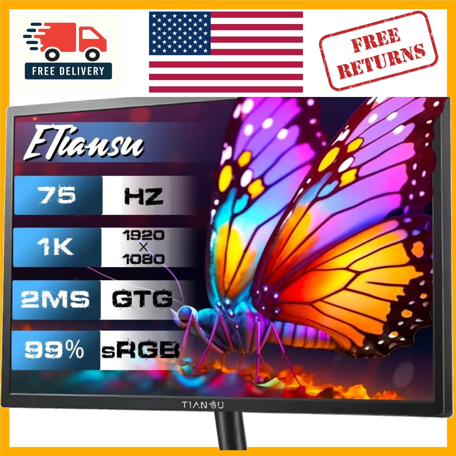 Stunning 22-Inch FHD 1080p IPS Monitor - FreeSync, Blue Light Filter Included