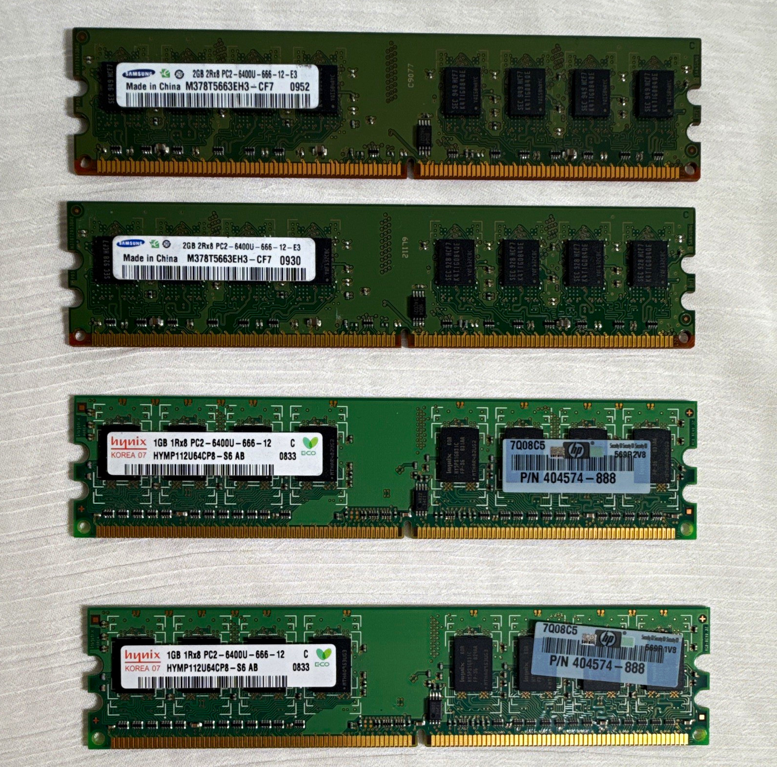 6GB DDR2-800 PC2-6400U Desktop RAM Lot 2x2GB 2x1GB Samsung Hynix 240-Pin