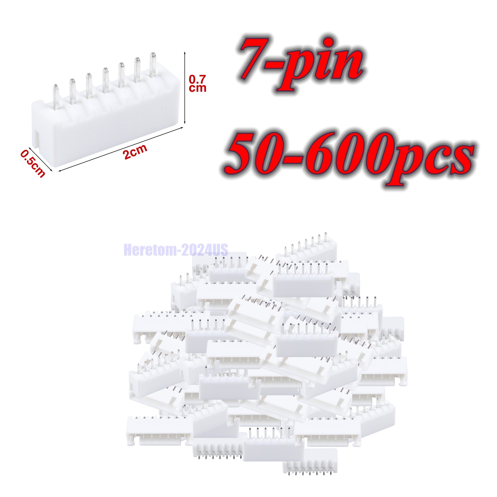 Lot 50-600 Set XH2.54-7P Connector Kit 2.54mm Pin Header & 7P Housing & Terminal