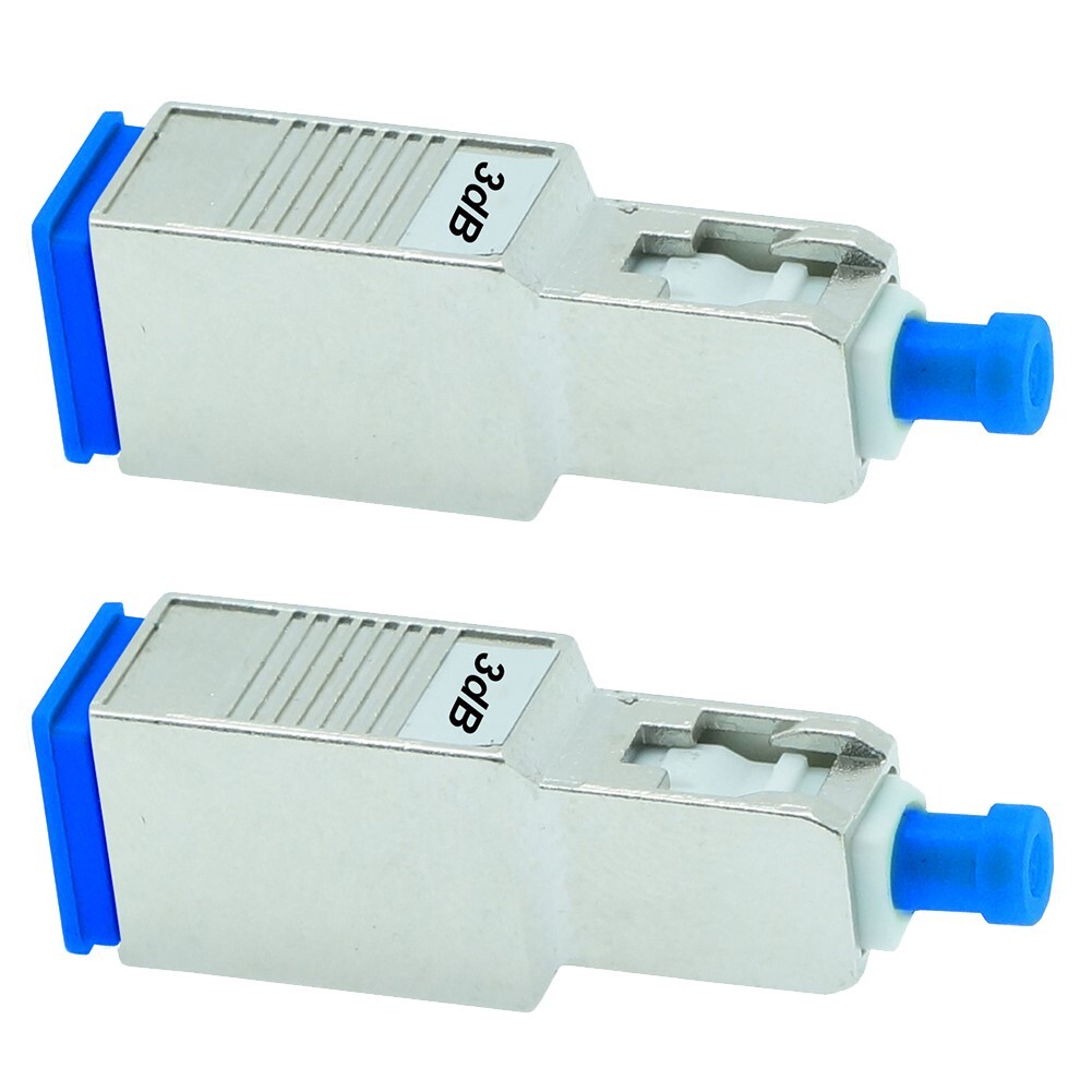 2 Pcs 3dB SC UPC Connector Fiber Optic Optical Single Mode Attenuator Metal Blue