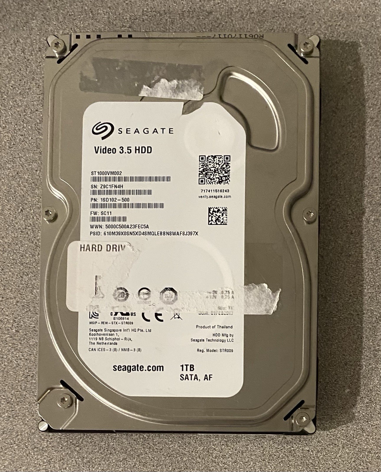Seagate Video 3.5 HDD ST1000VM002 1 TB 5900-RPM 3.5 in SATA Hard Disk Drive HDD