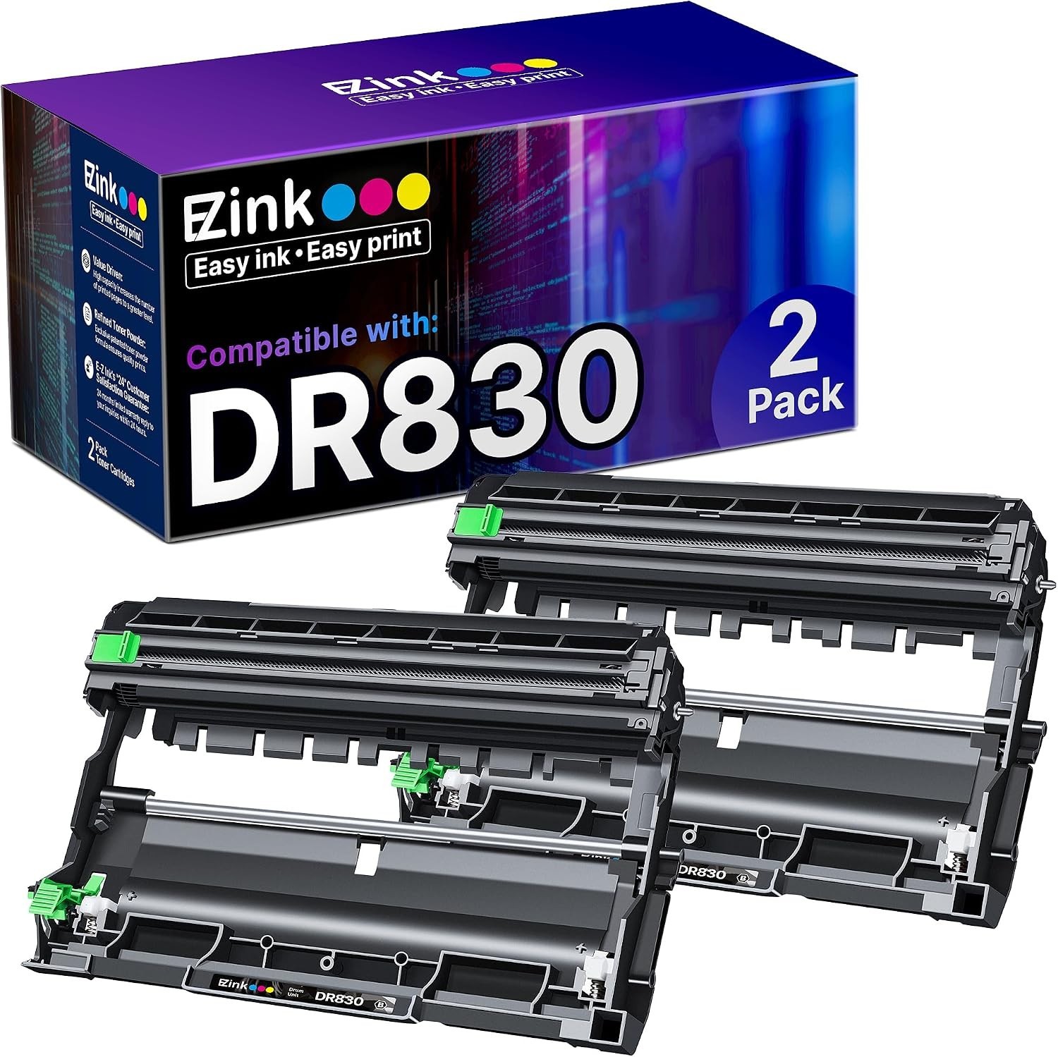 2PK DR830 DR-830 Drum Unit Compatible Brother DCP-L2640DW HL-L2400D HL-L2405W
