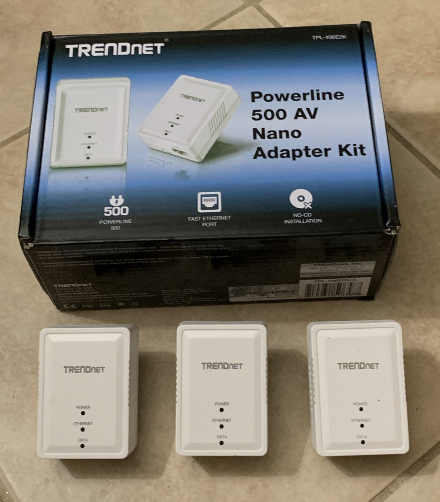 TRENDnet 500Mbps Compact Powerline 500 AV Adapter Kit ~ TPL-406E2K LOT OF 3