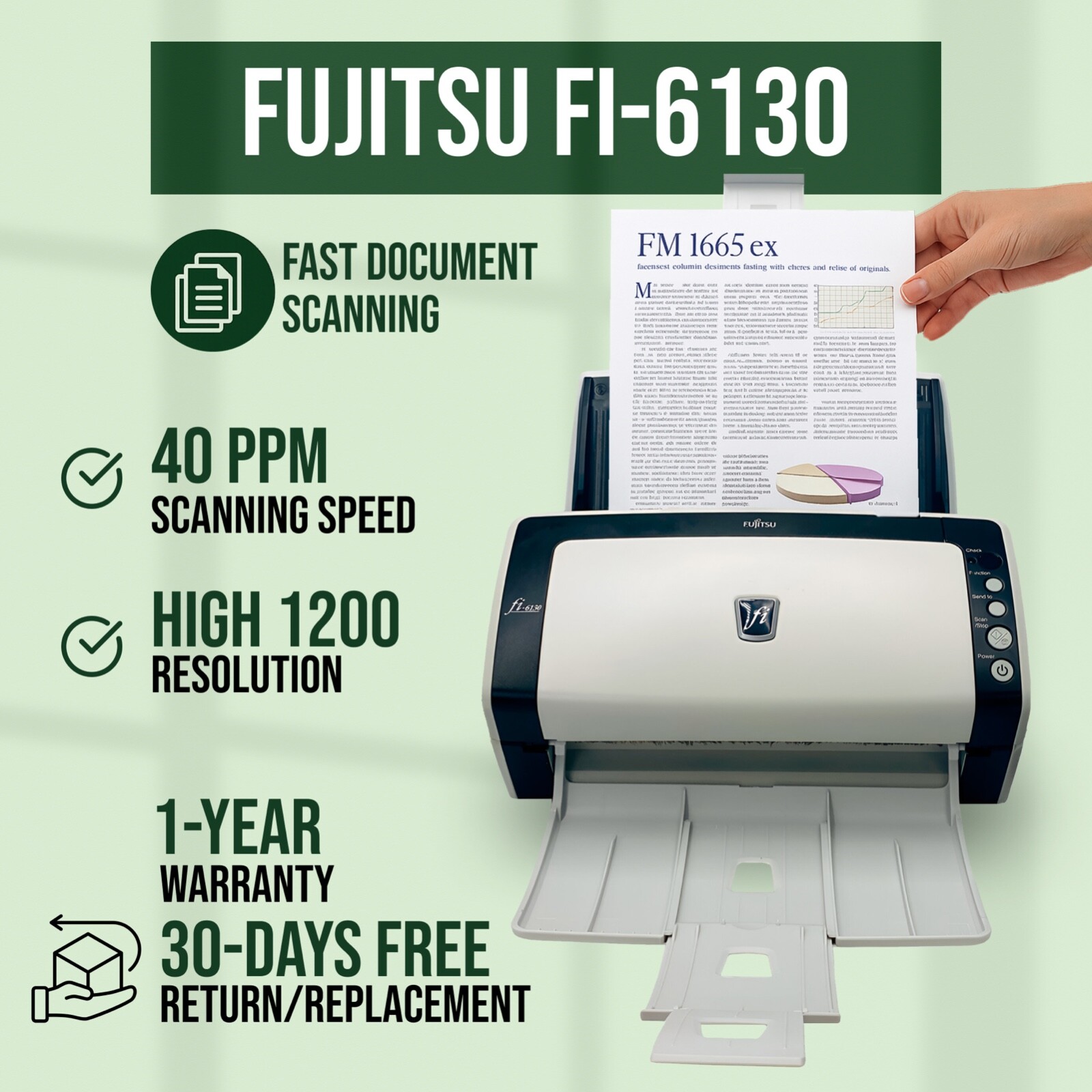 Fujitsu Fi-6130 Scanner NEW Rollers Trays Adapter USB Setup Driver FAST SHIPPING