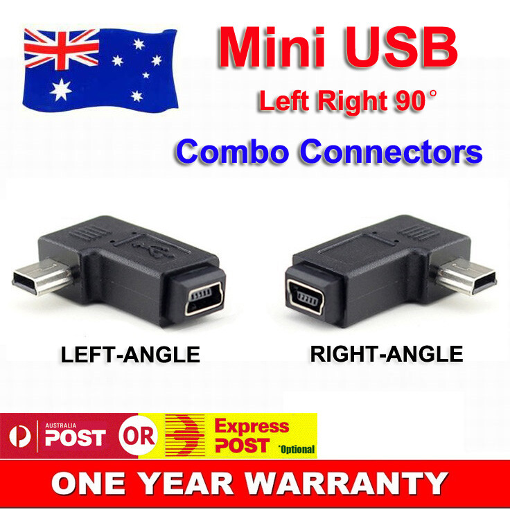 2x Mini USB 5Pin Male to Female 90° 270° Angle Plug Extension Adapter Converter