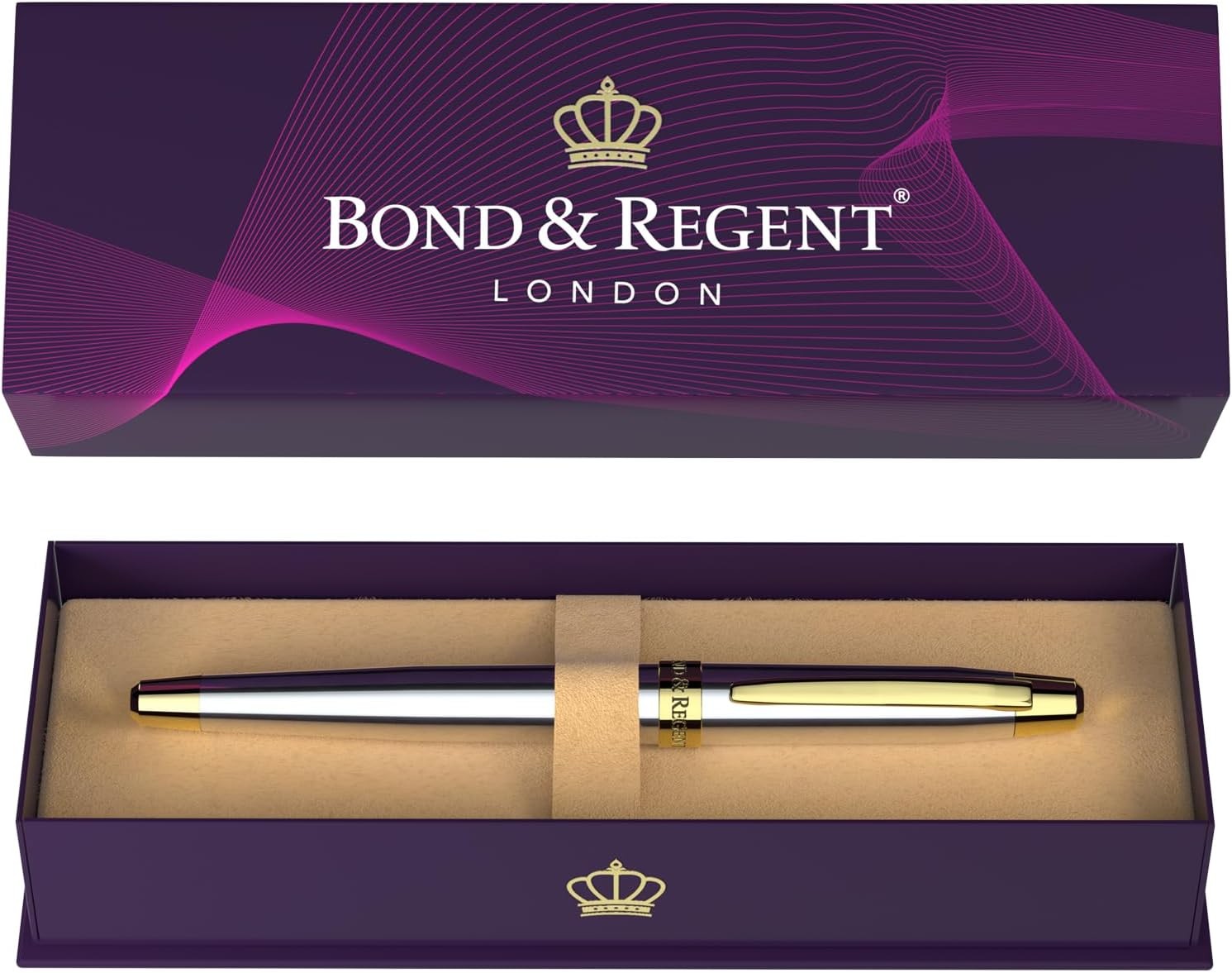 Rollerball Pen 24 Karat Gold Silver Chrome Luxury Executive Bond Regent Fancy