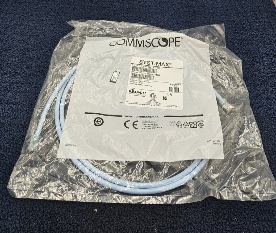 (QTY 3) COMMSCOPE CPCSSX2-02F007: 360GS10E 7 ft Modular Patch Cord CAT6A U/UTP