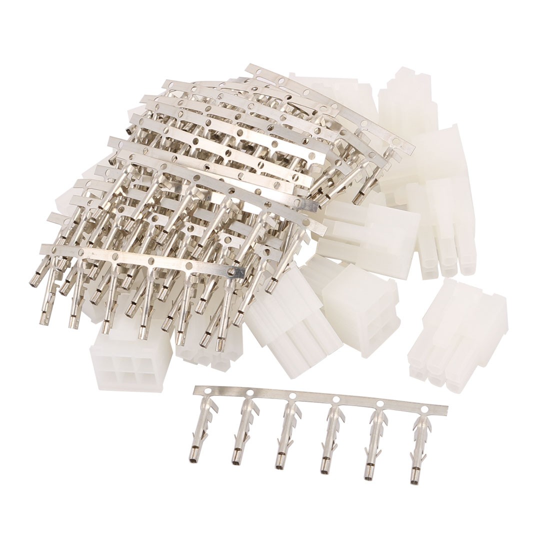 20 Sets White Plastic Dual 6 Pin Male 4.2mm Pitch + 6 Pin Terminal PC Connector