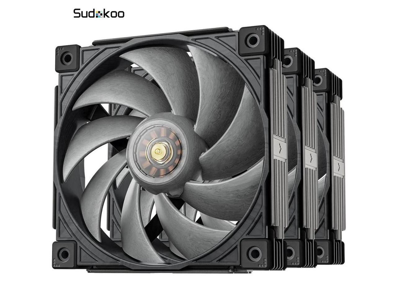 Sudokoo MACH120-3IN1 120mm Case Fan: 3 Pack PWM Quiet PC Fans with FOC Motor - 4