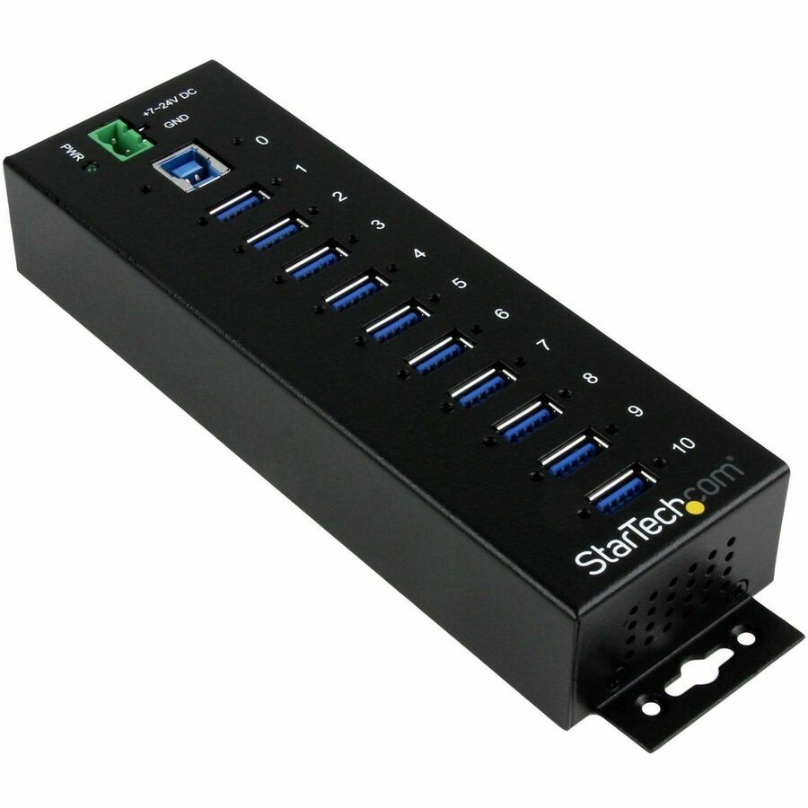 StarTech 10 Port Industrial USB 3.0 Hub, ESD and Surge Protection, DIN Rail or