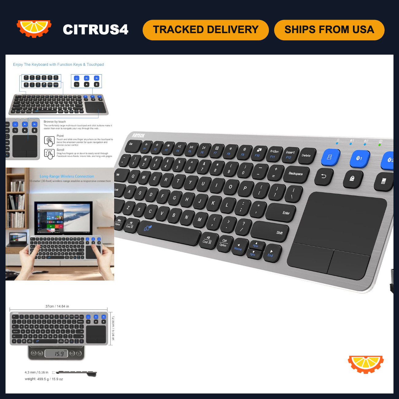 Universal 2.4G Wireless & Bluetooth Touch Keyboard for Smart TV, Mac, HTPC - Mul