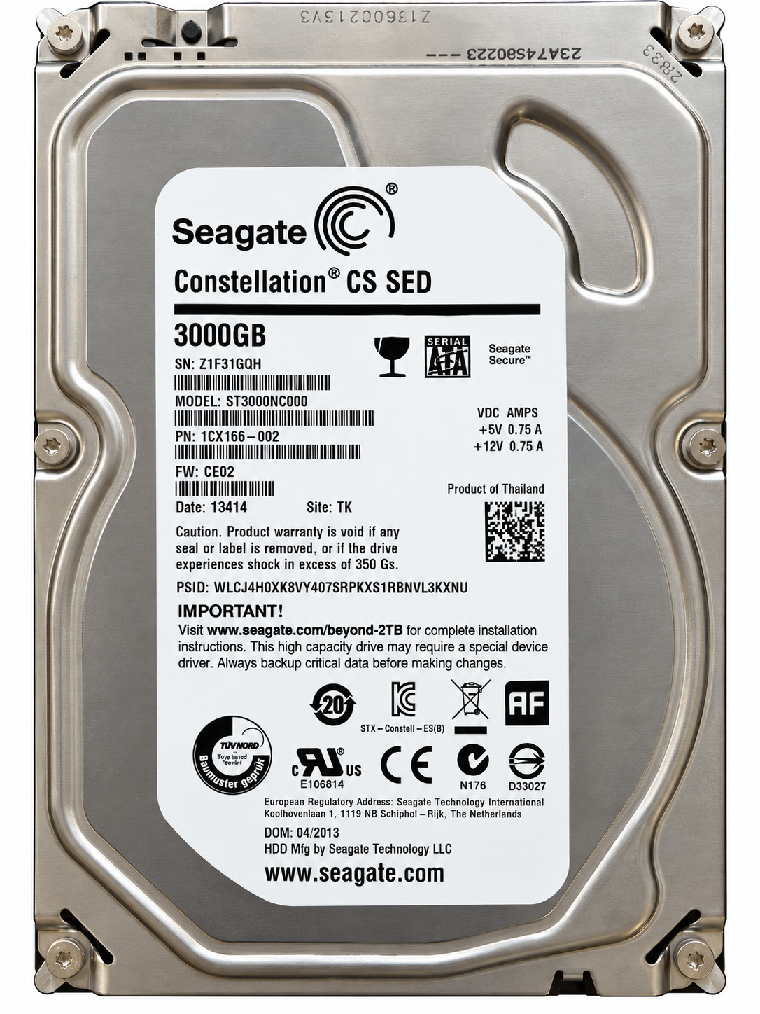 Seagate Constellation CS SED ST3000NC000 3TB SATA 3.5" Enterprise HDD