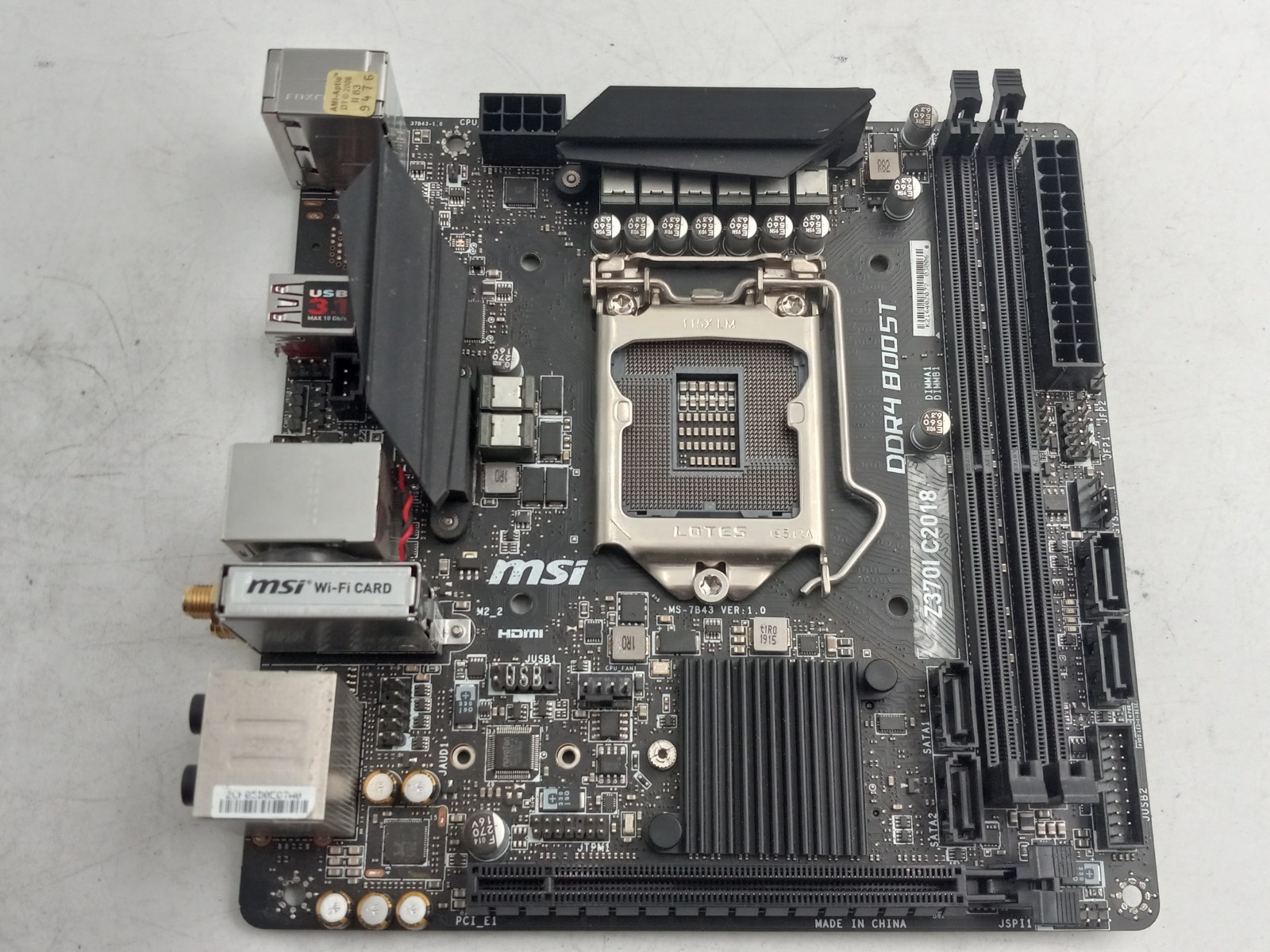 *FOR PARTS, NOT WORKING* MSI Z370I C2018 MOTHERBOARD (MBC65)