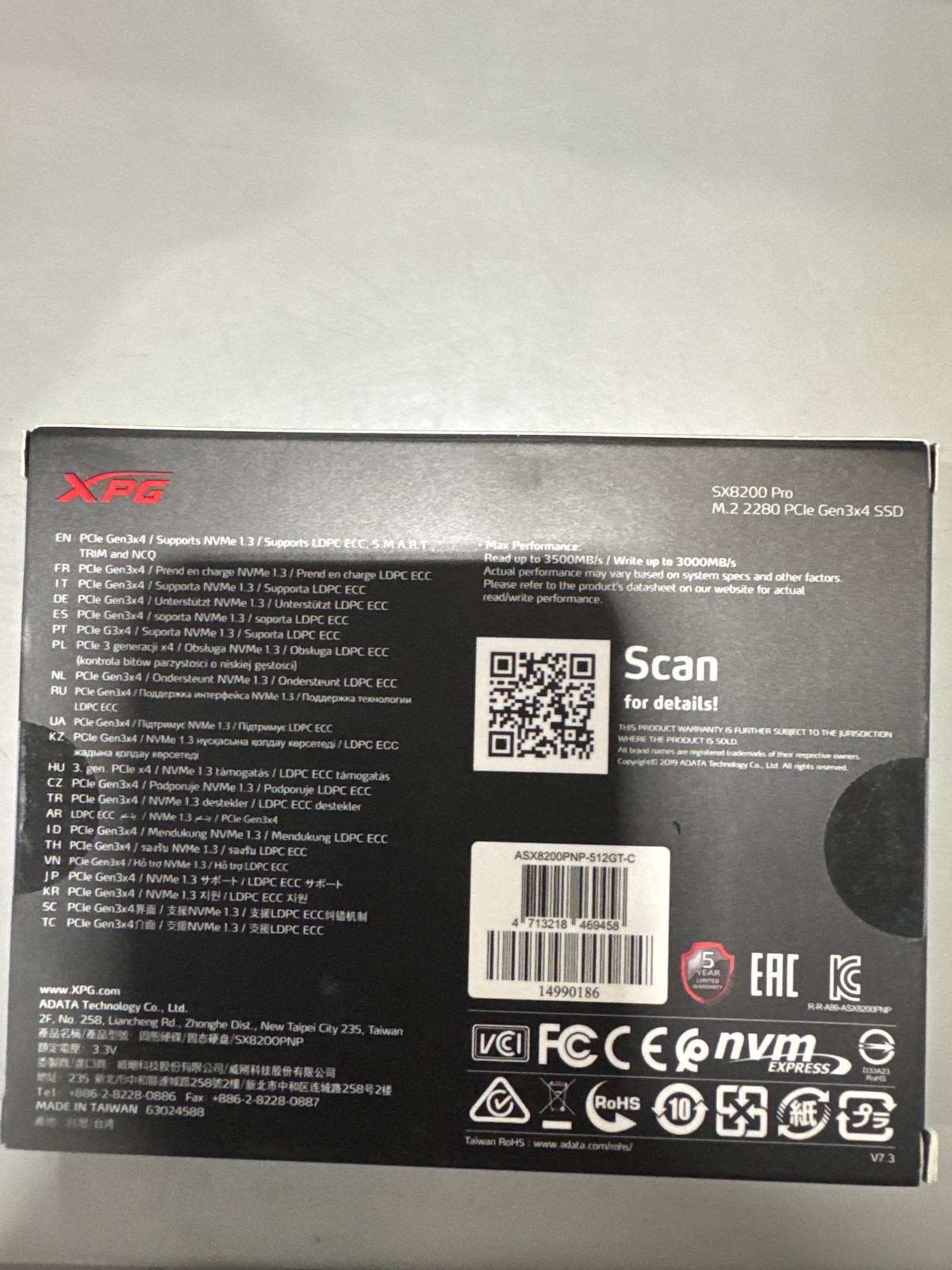BLACK - ADATA XPG SX8200 PRO SERIES 512GB INTERNAL SSD PCIE GEN 3 X4 FOR