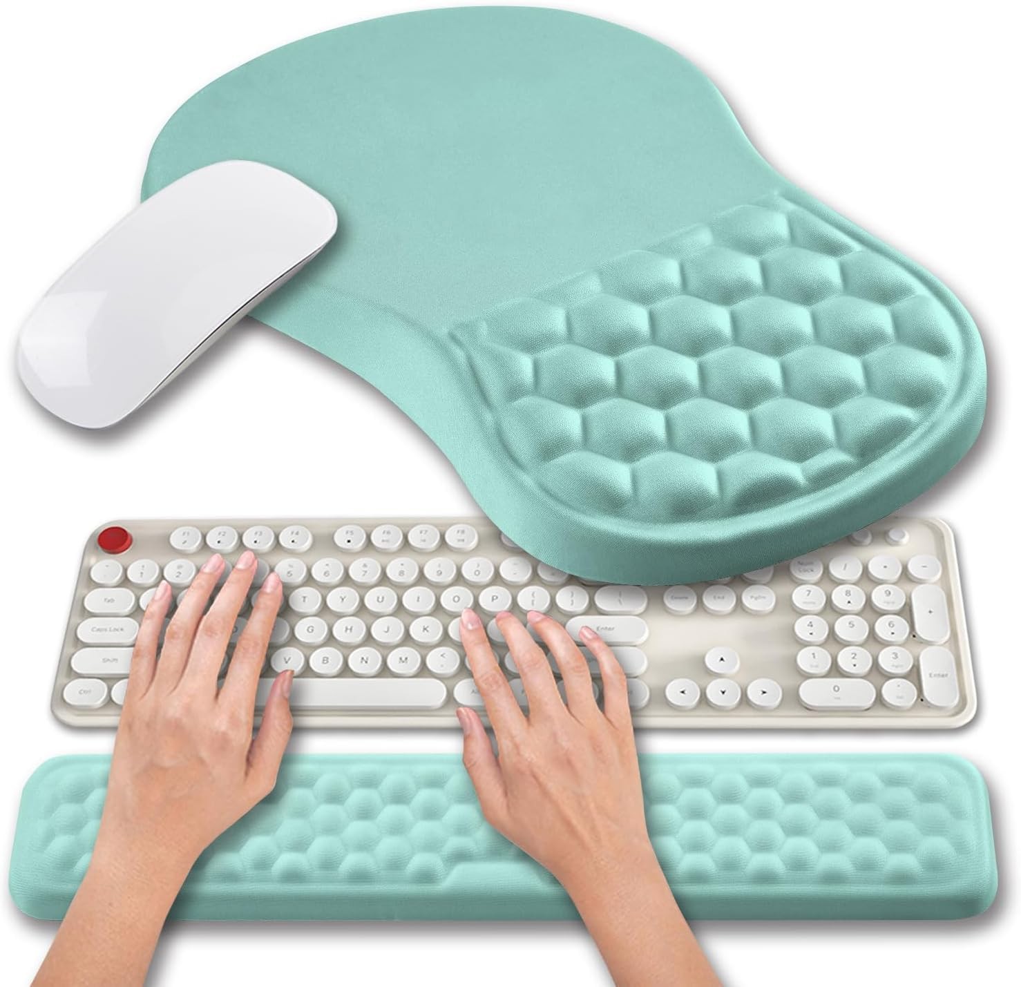 Light Blue 2In1 Ergonomic Mouse Pad Keyboard Wrist Rest Gel Support Mat
