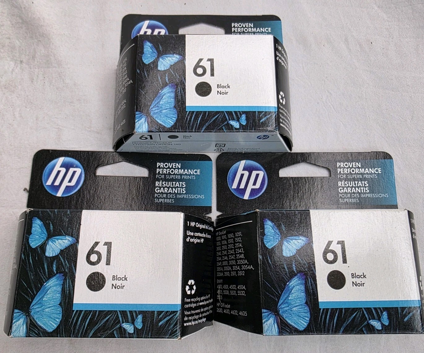 3 Pack of HP 61: Black Ink Cartridge, Works w/ DeskJet 1000, 1010 CH561WN, EXP
