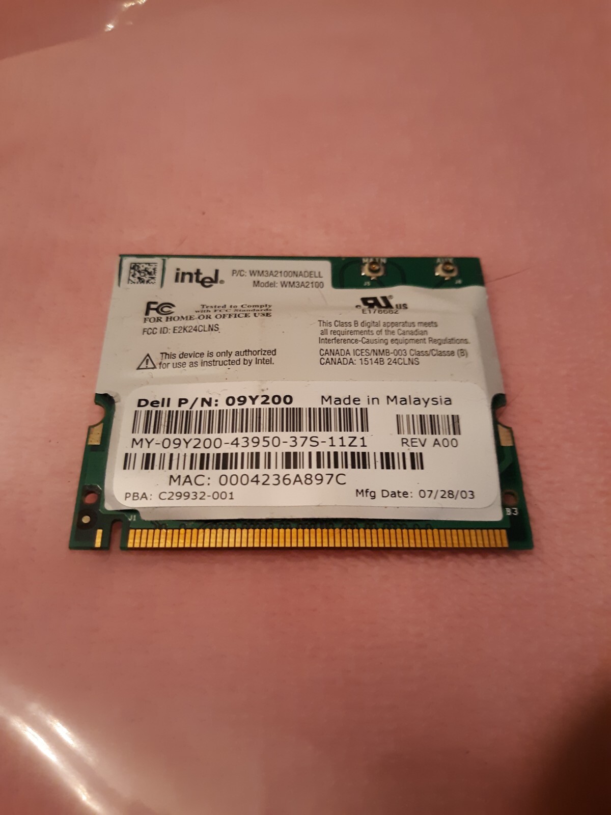 Original Dell 9Y200 Intel Pro/Wireless WM3A2100 802.11b Mini PCI WiFi Wireless