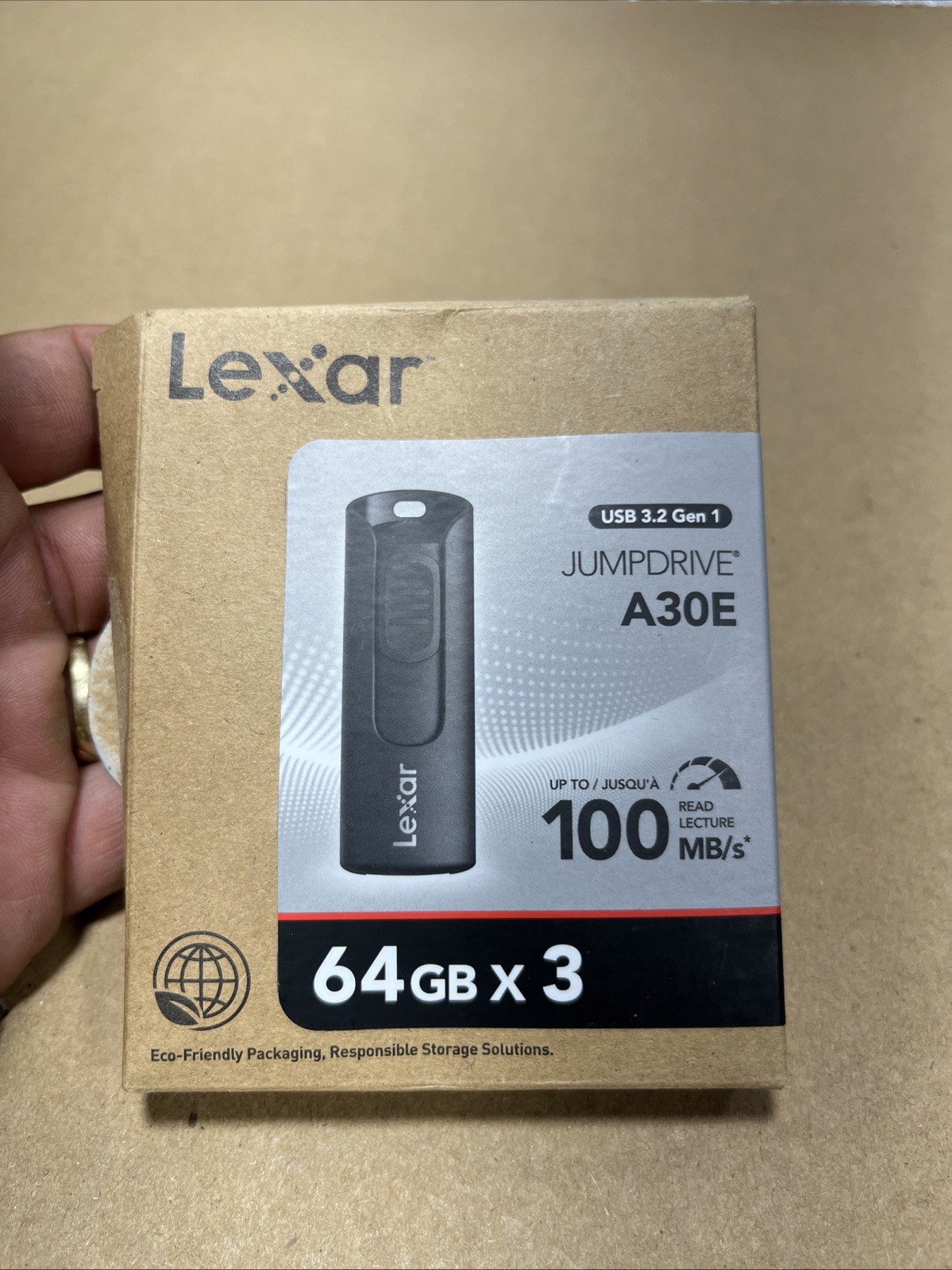 Lexar 64GB 3-Pack Flash Drive A30E USB 3.2 Gen 1, up to 64GB, Black 