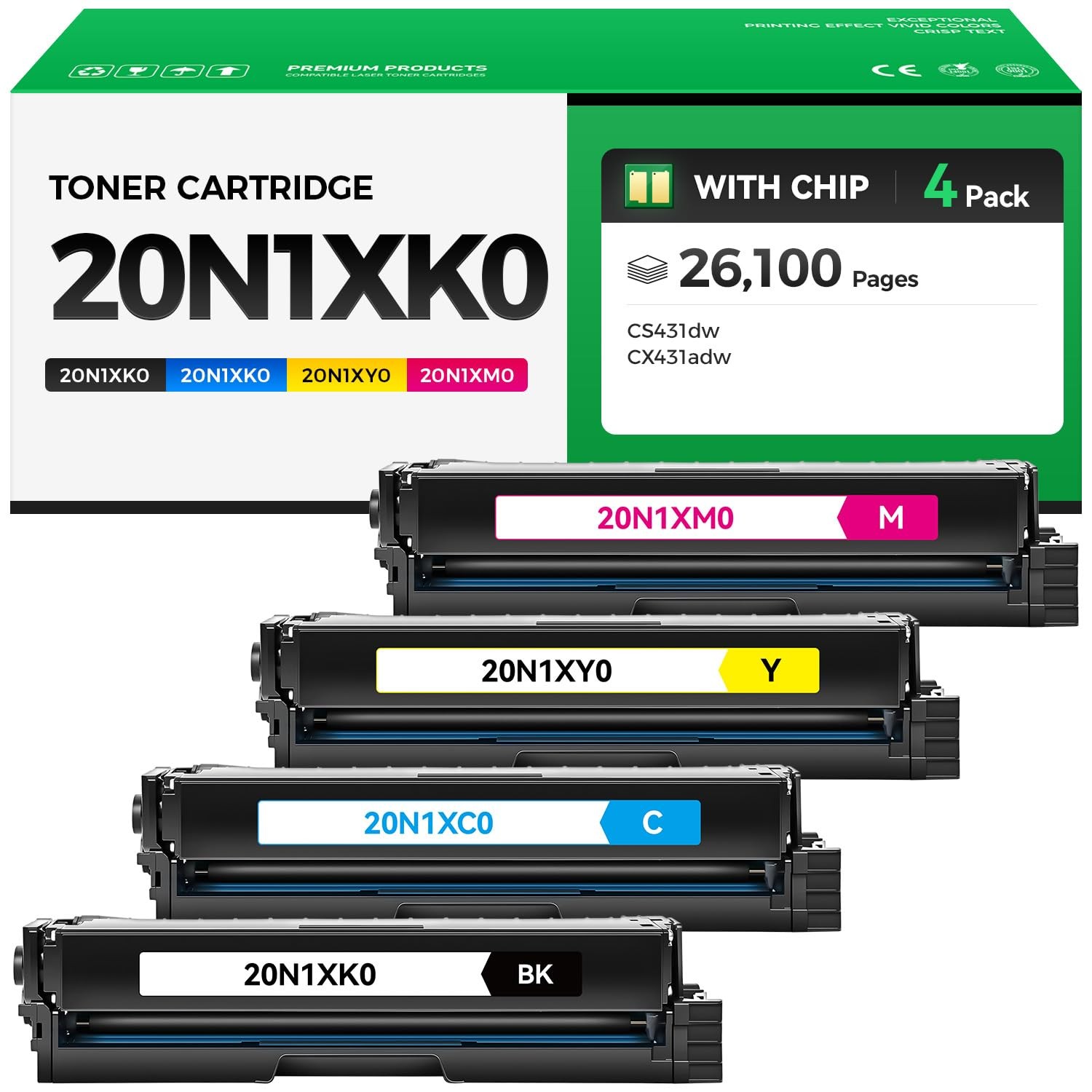 20N1XK0 20N1XC0 20N1XM0 20N1XY0 Toner 4-Pack, 4-Pack